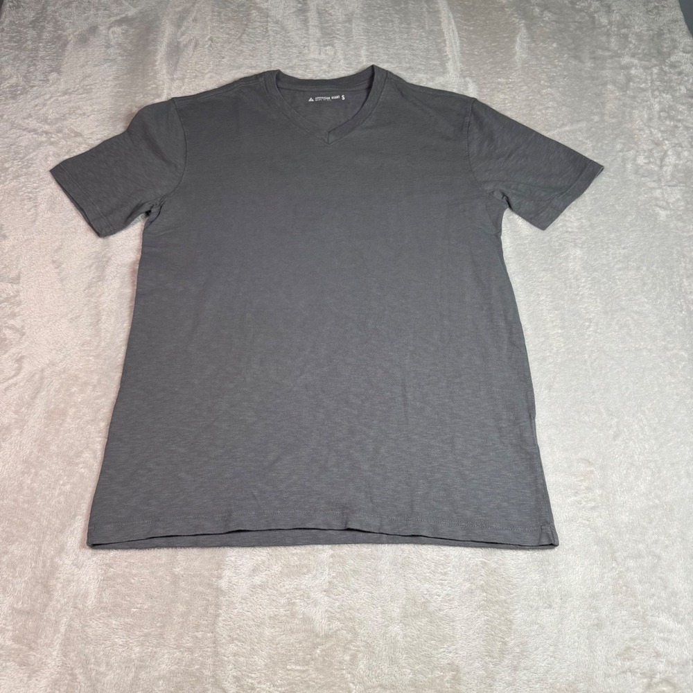 NWOT American Giant Mens Premium Slub V-Neck T-Shirt S Gray Made in USA Cotton